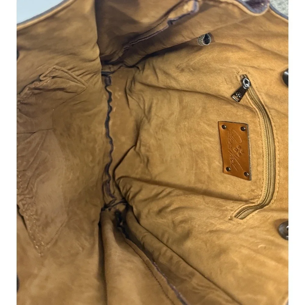 Patricia Nash Burnished Brown Suede With Fringe Tote Bag Purse Shoulder bag